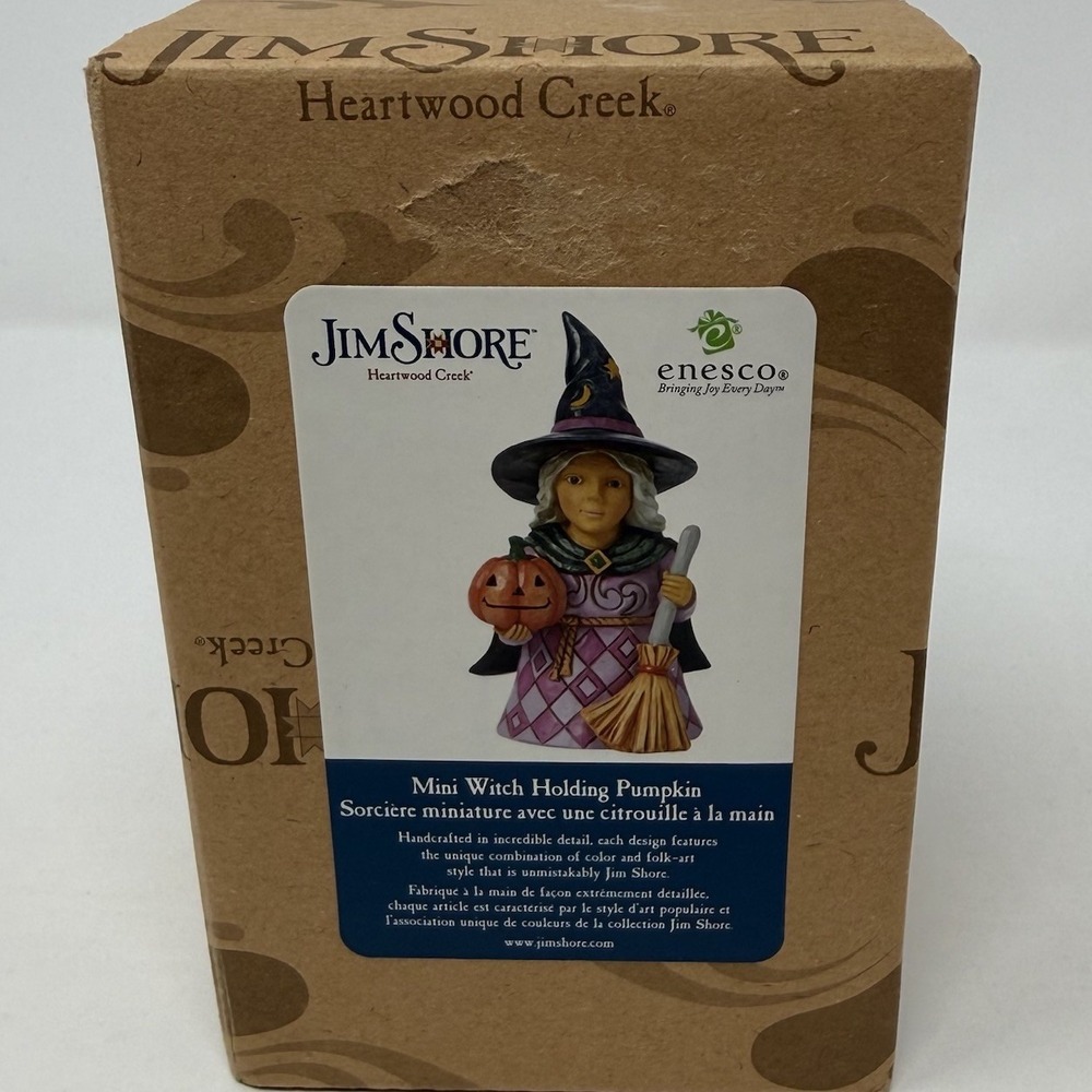 NEW Jim Shore Heartwood Creek Mini Figurine Witch Holding Pumpkin Halloween